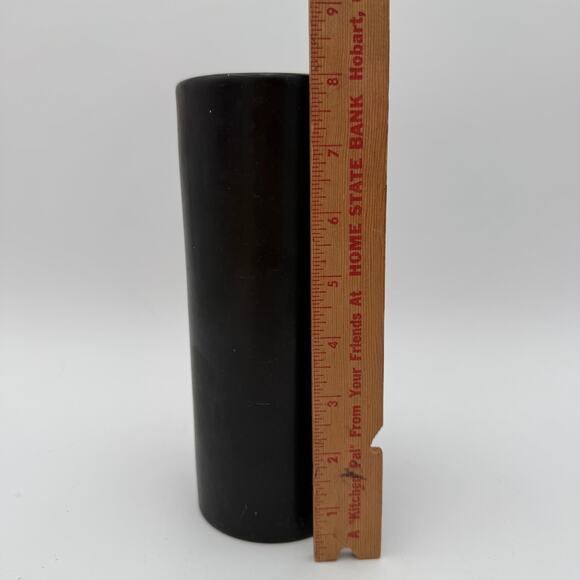 MCM Hyalyn Pottery Black Vase Cylindrical Modern Planter 8 x 3.25 inch Vintage - Picture 4 of 8